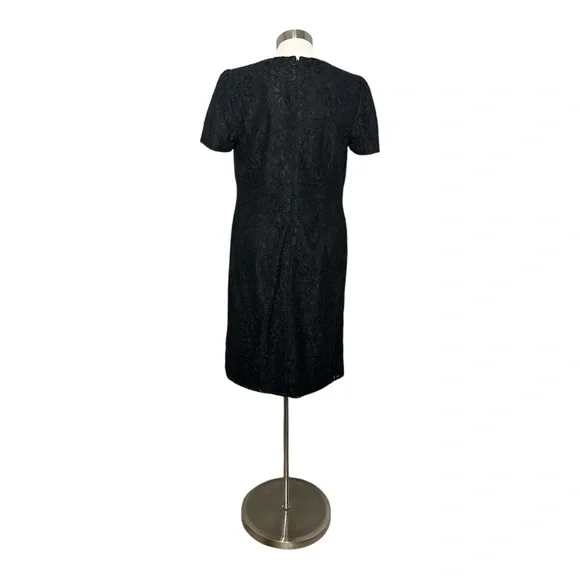 LAUREN RALPH LAUREN BLACK LACE PUFF SHORT SLEEVE COCKTAIL MIDI DRESS **NWT** - Picture 8 of 15